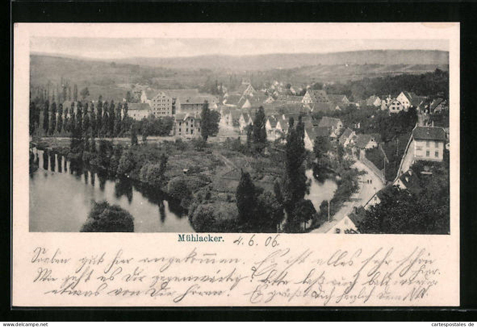 AK Mühlacker, Panorama mit Gebirge