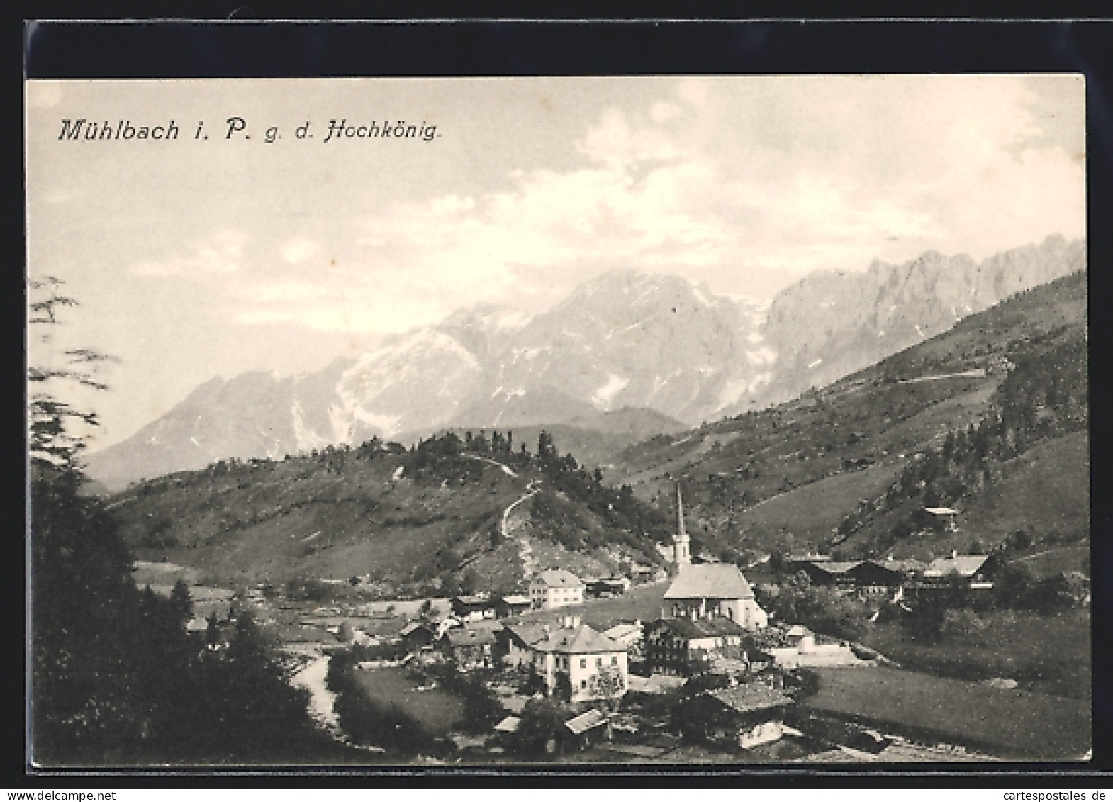 AK Mühlbach am Hochkönig, Totalansicht mit Hochkönig