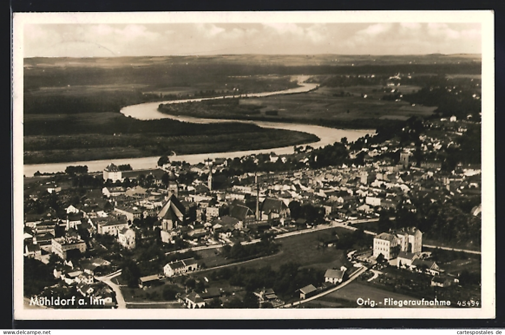 AK Mühldorf a. Inn, Gesamtansicht, Fliegeraufnahme