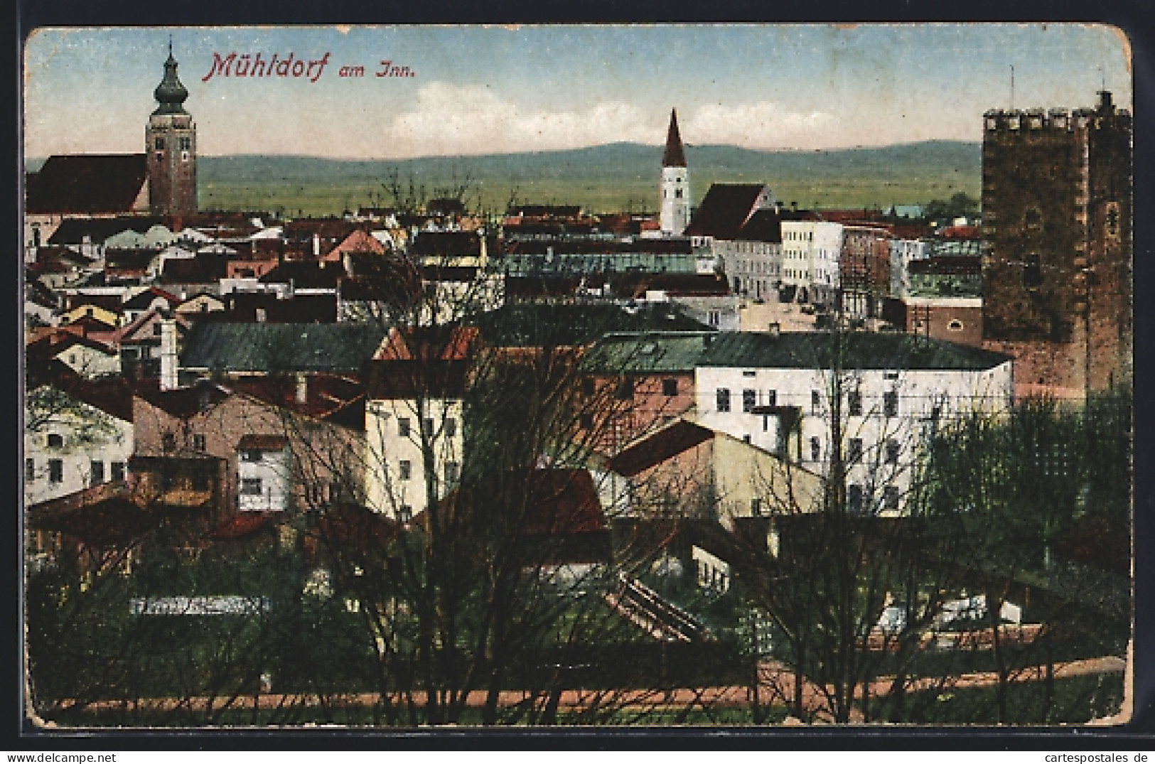 AK Mühldorf am Inn, Totalansicht über die Dächer