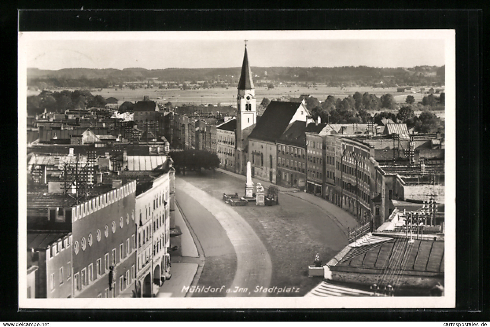 AK Mühldorf /Inn, Stadtplatz aus der Vogelschau
