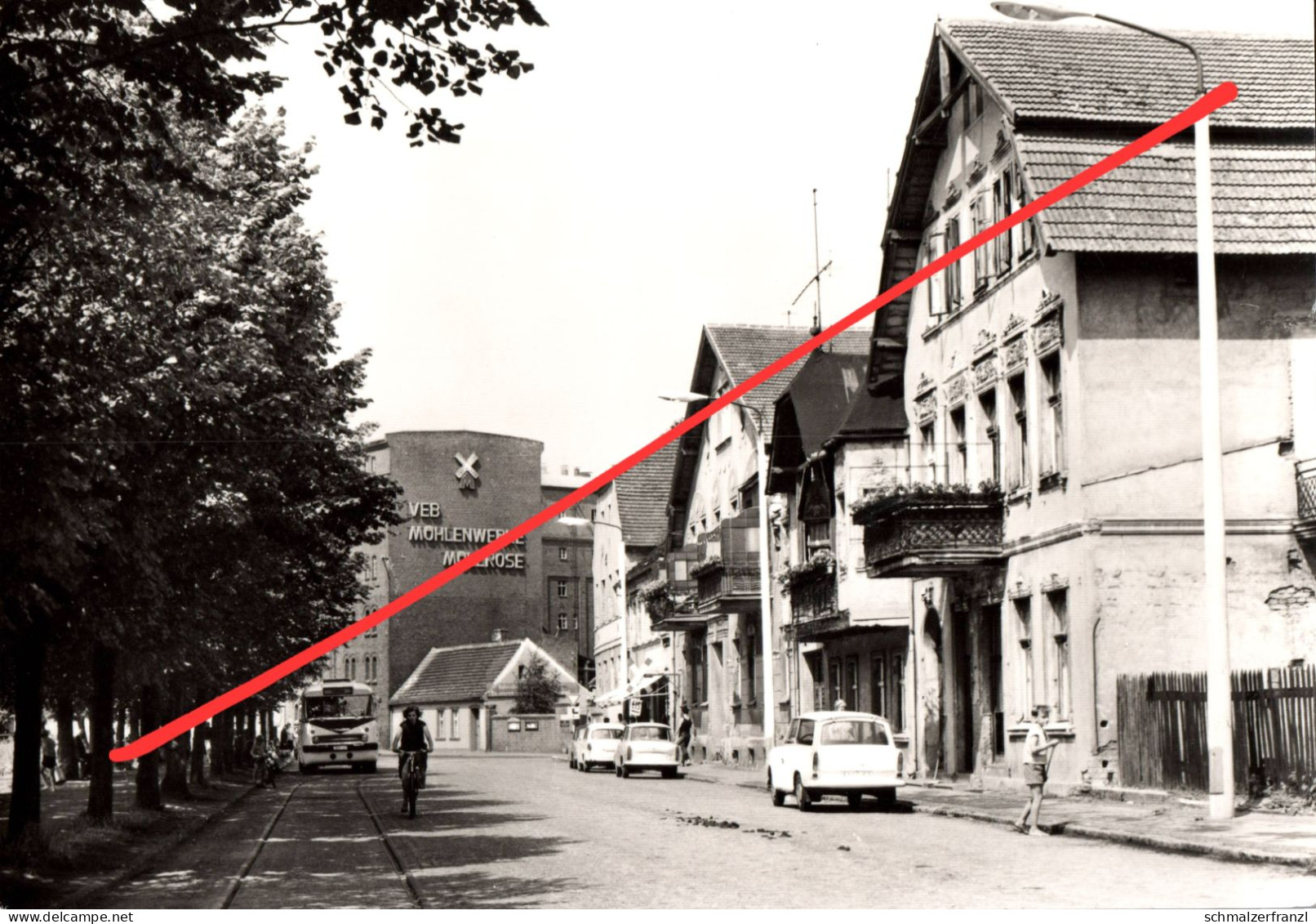 AK Müllrose VEB Mühlenwerke Bus Autobus Omnibus Haltestelle Gasthof ? a Eisenhüttenstadt Beeskow Frankfurt Oder DDR