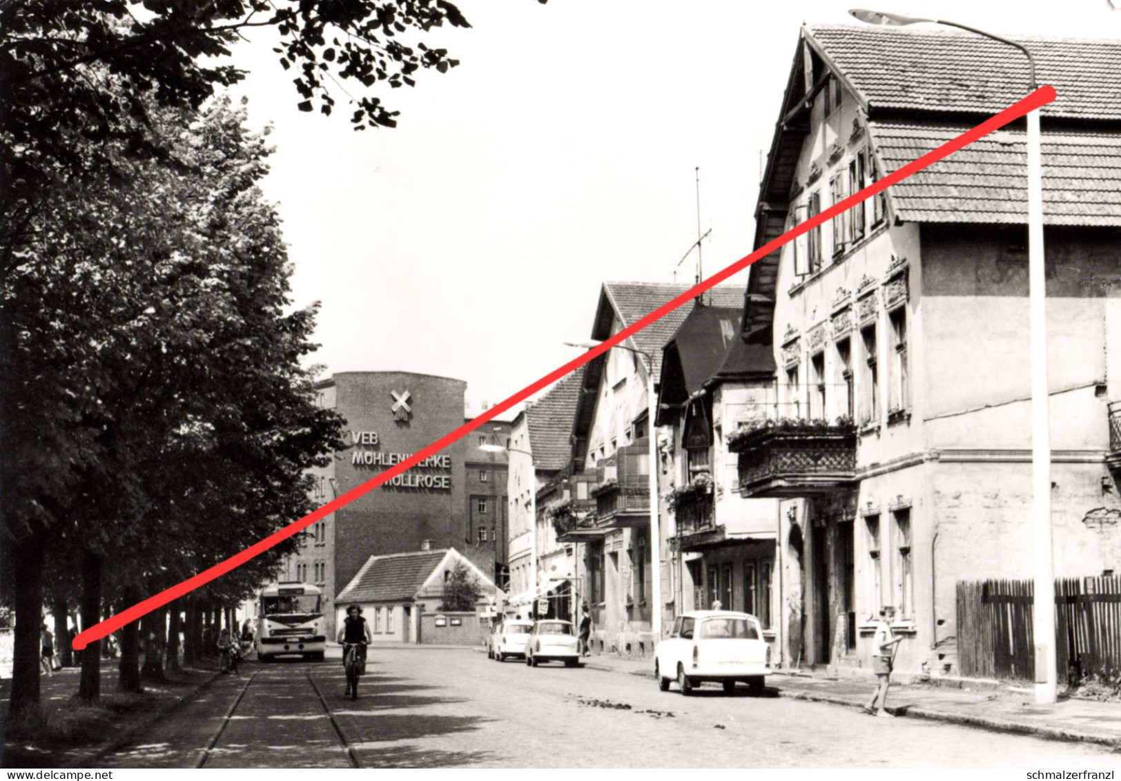 AK Müllrose VEB Mühlenwerke Bus Autobus Omnibus Haltestelle Gasthof ? a Eisenhüttenstadt Beeskow Frankfurt Oder DDR