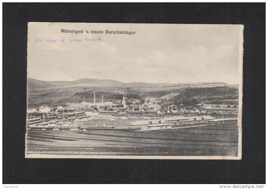 AK Münsingen u. neues Barackenlager 1917