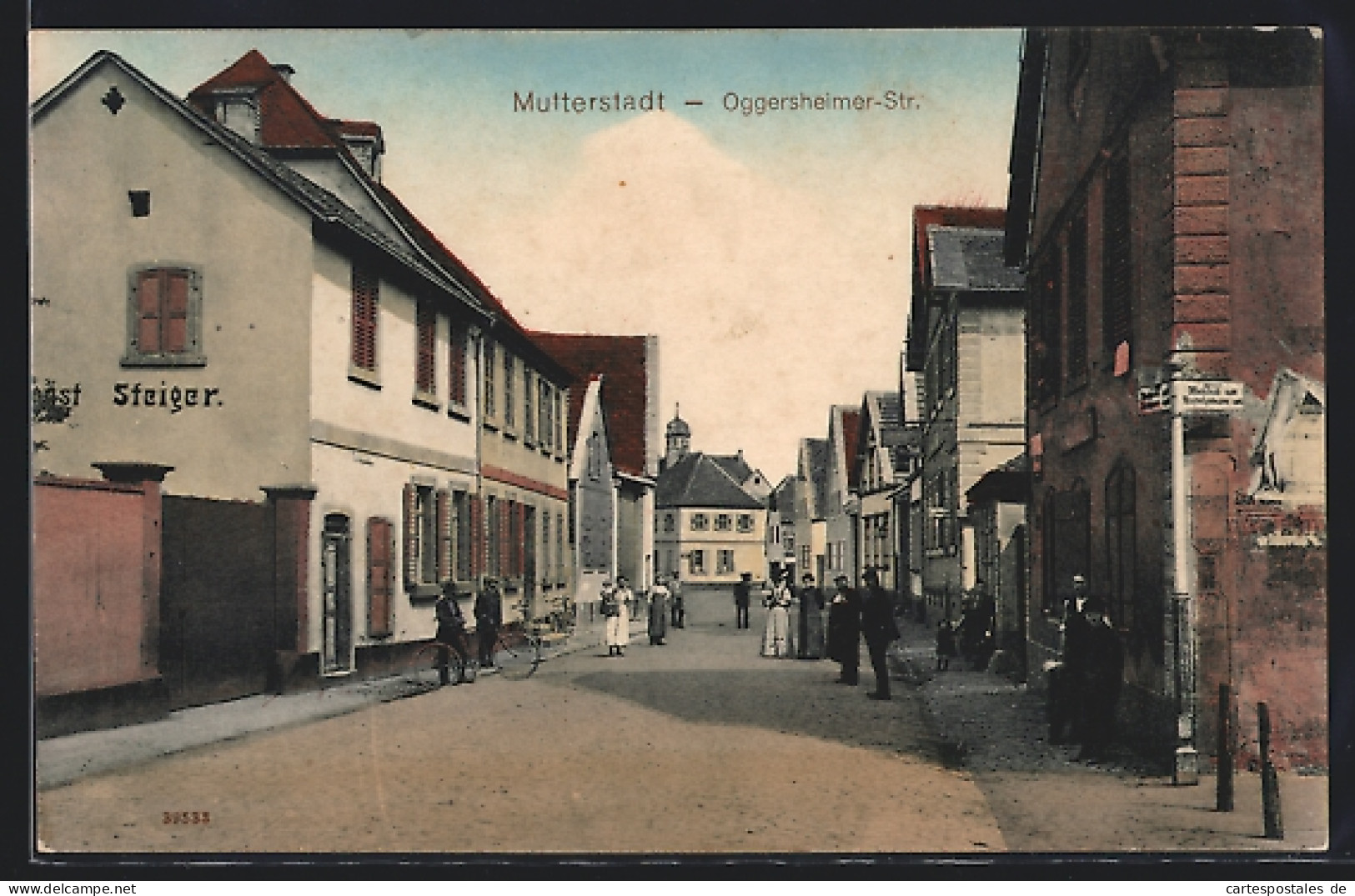 AK Mutterstadt, Oggersheimer Strasse mit Geschäftshaus Steiger