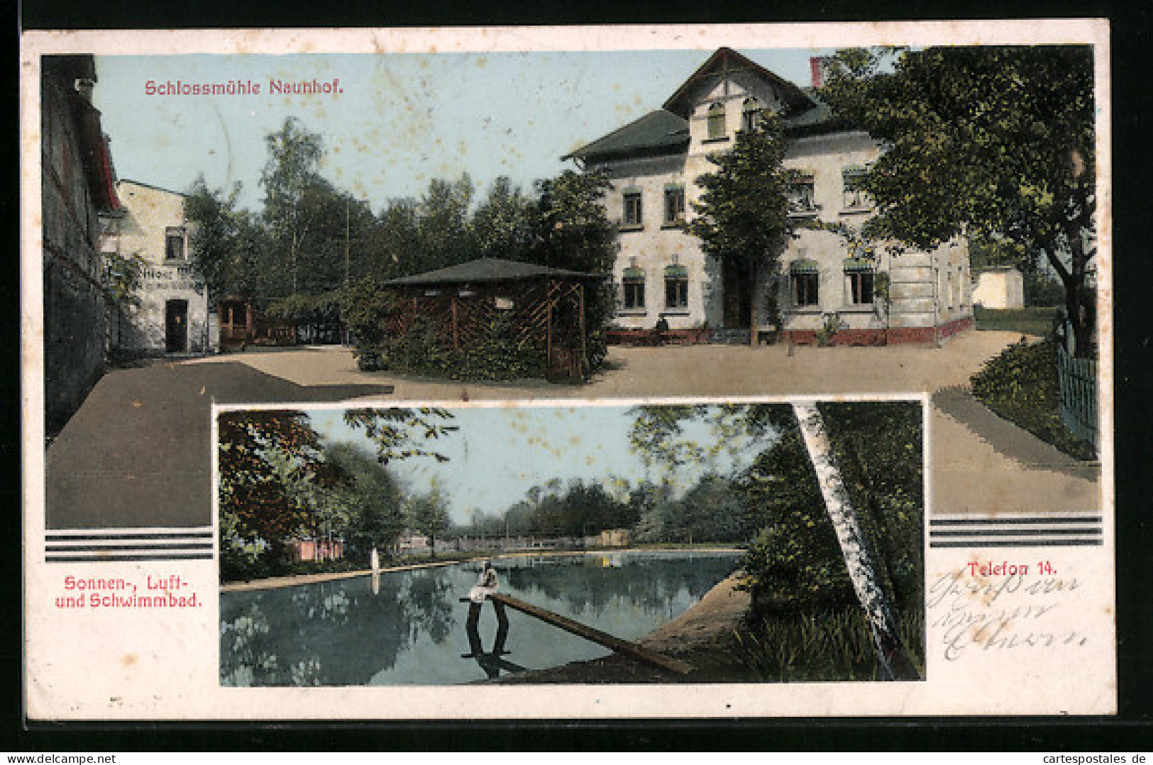 AK Naunhof, Schlossmühle Naunhof, Sonnen-, Luft- und Schwimmbad