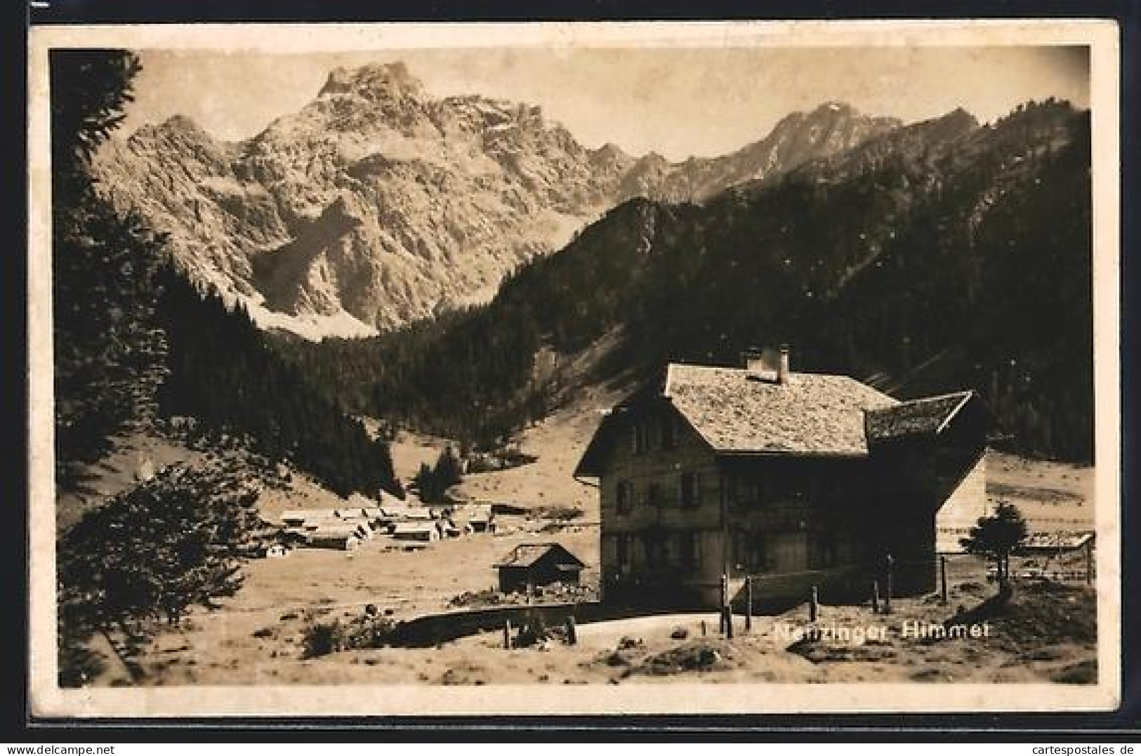 AK Nenzing, Blick auf Feriensiedlung Nenzinger Himmel und Alpen