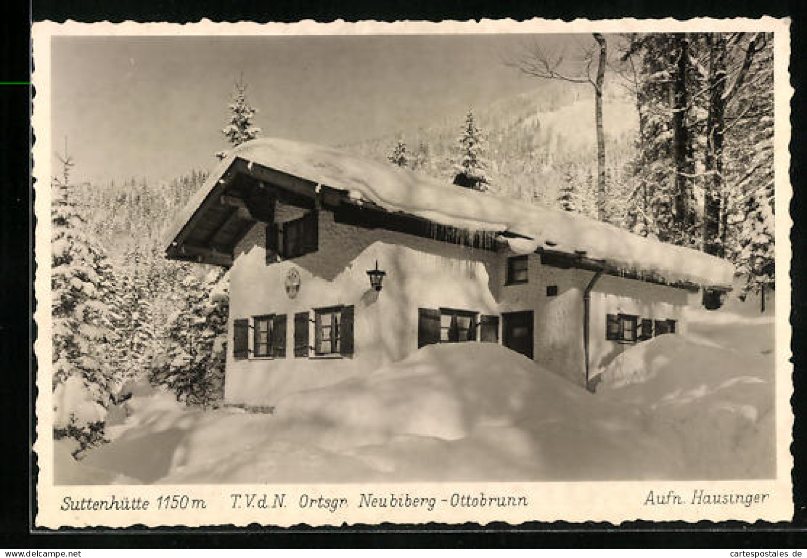 AK Neubiberg, Suttenhütte der Ortsgruppe Neubiberg-Ottobrunn im Schnee