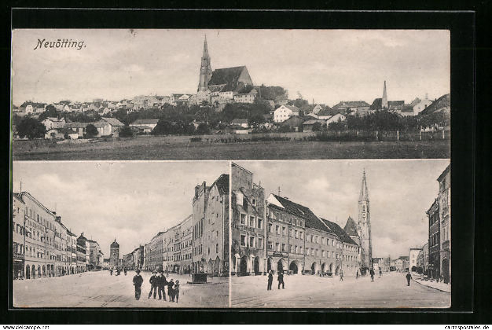 AK Neuötting, Ortsansicht und Strassenpartien