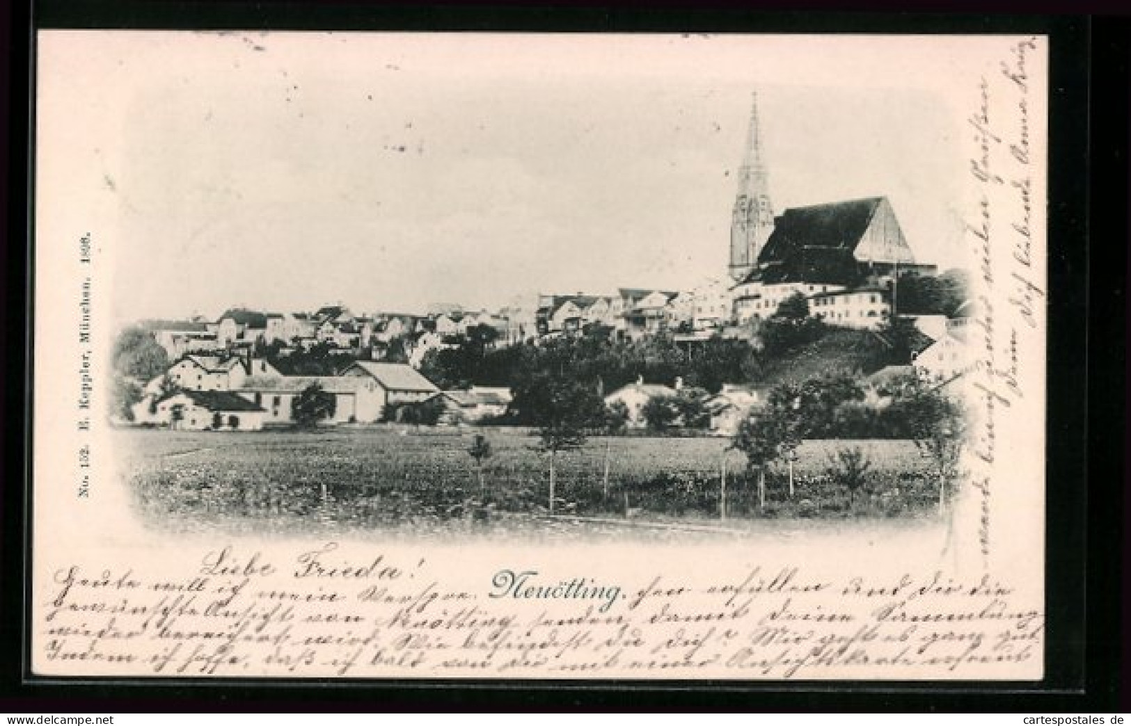 AK Neuötting, Teilansicht mit Kirche