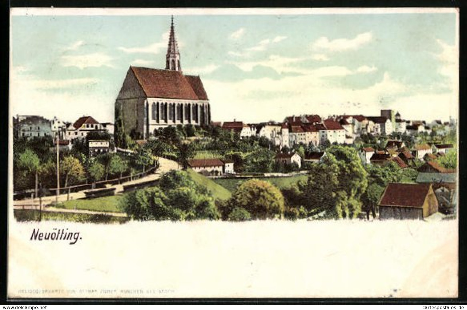 AK Neuötting, Teilansicht mit Kirche