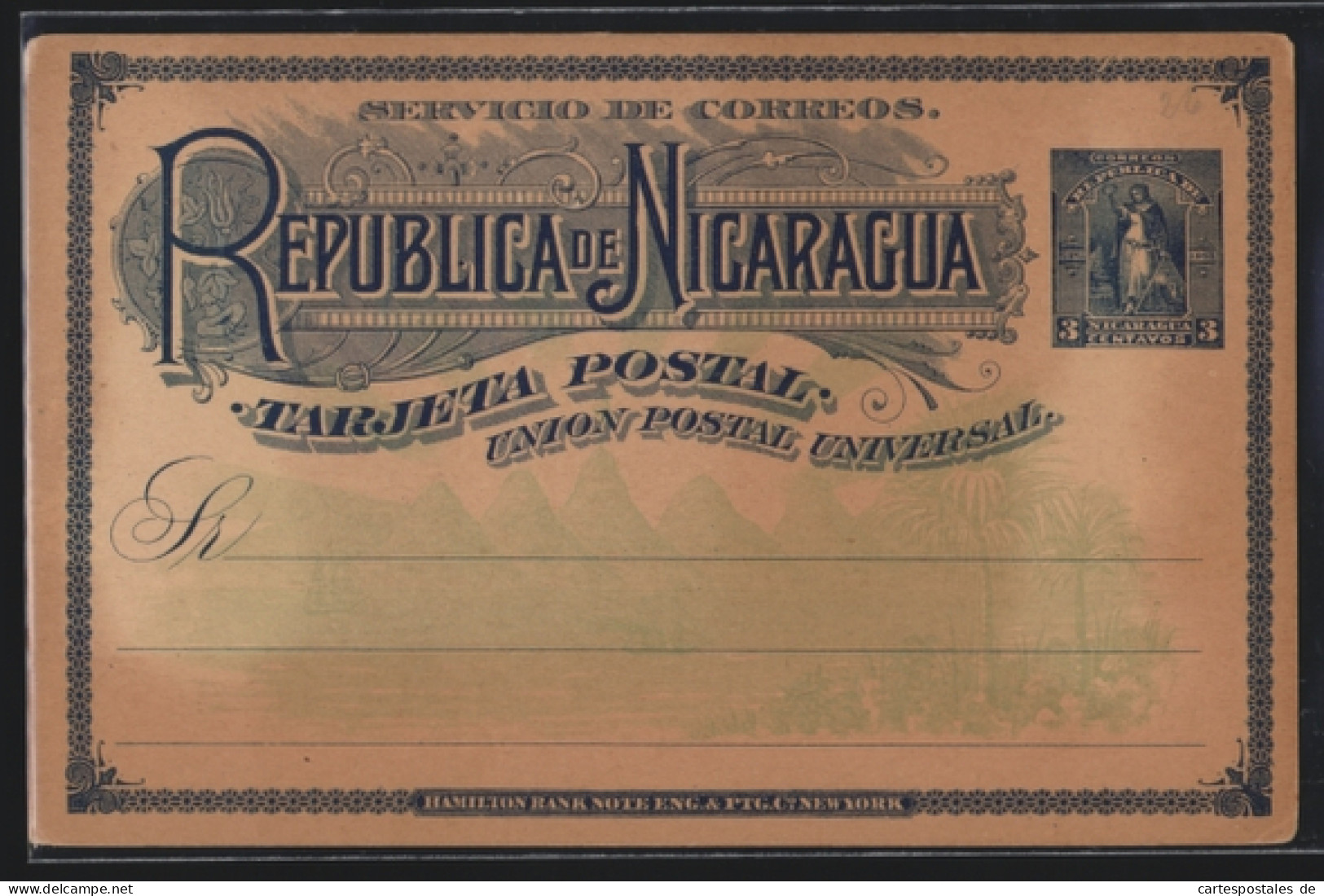 AK Nicaragua, Panorama, Ganzsache
