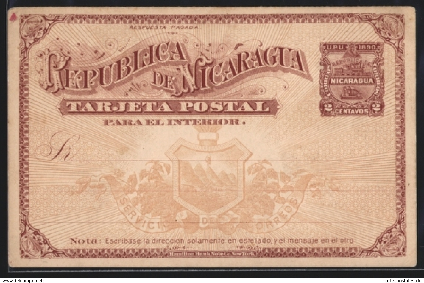 AK Nicaragua, Wappen, Ganzsache
