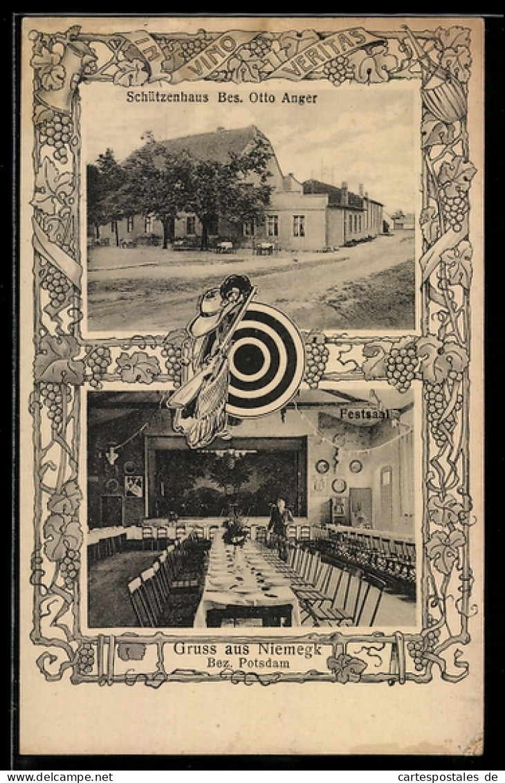 AK Niemegk /Bez. Potsdam, Gasthof Schützenhaus, Inneres Festsaal