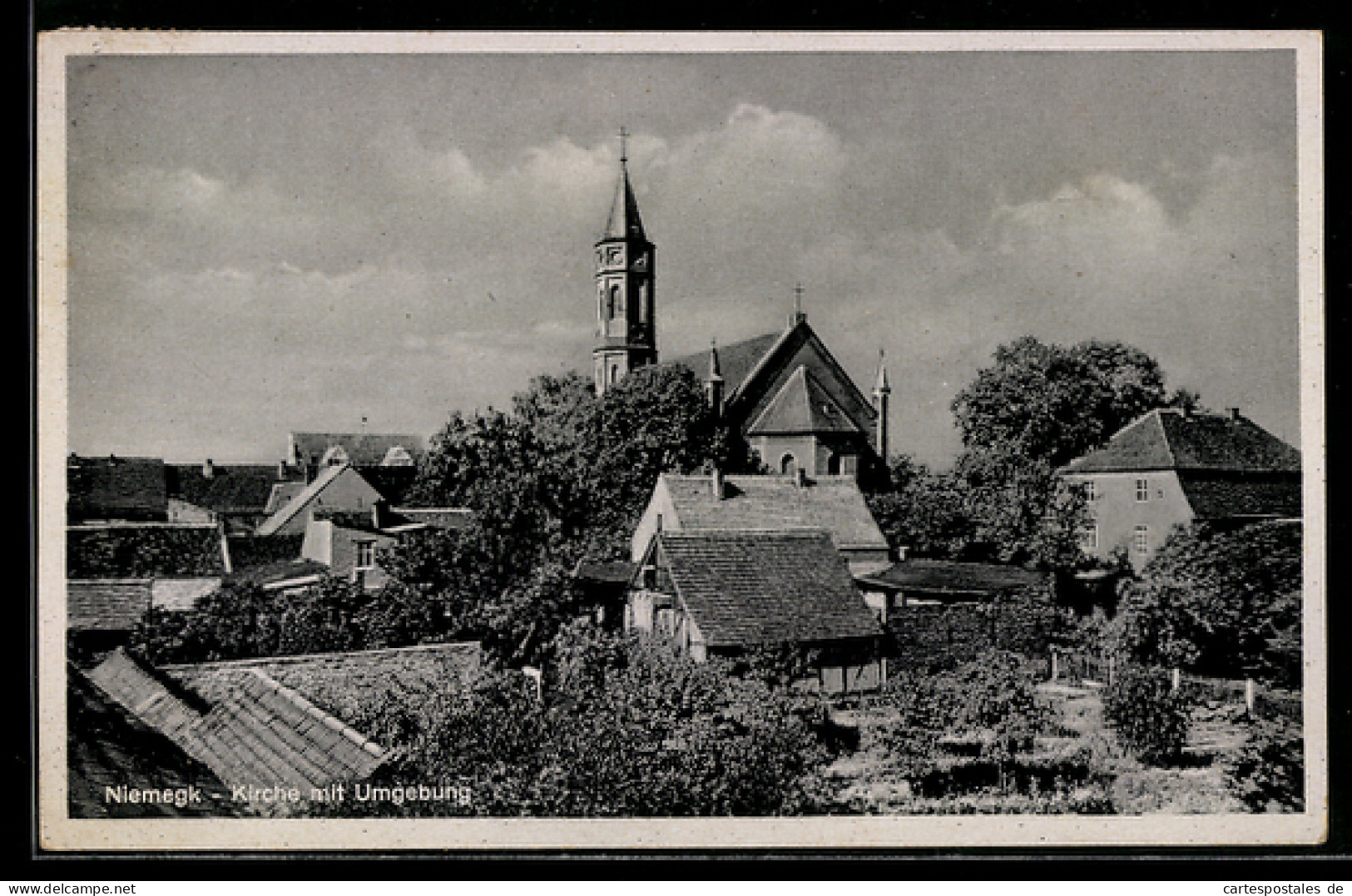 AK Niemegk, Ortspartie mit Kirche