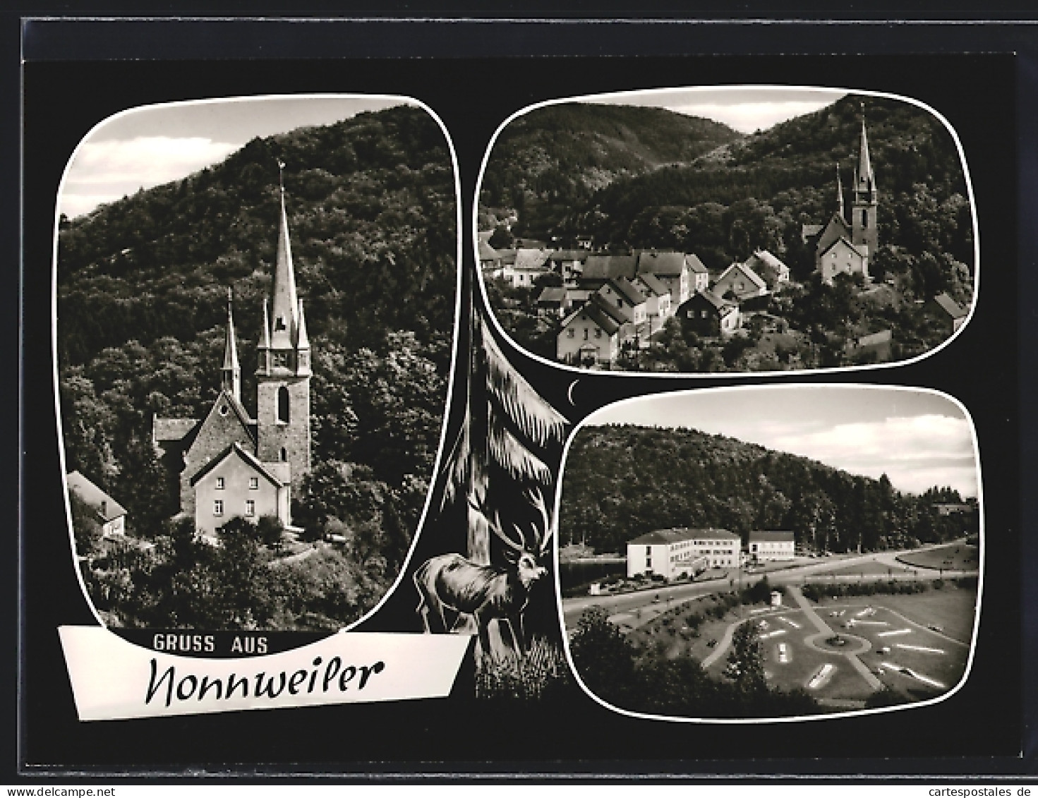 AK Nonnweiler, Ortsansichten mit Kirche