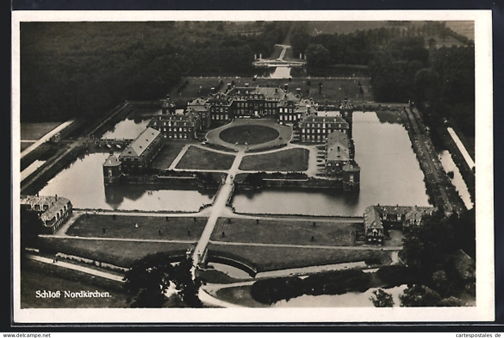 AK Nordkirchen /Lüdinghausen, Schloss Nordkirchen mit Anlagen aus der Vogelschau