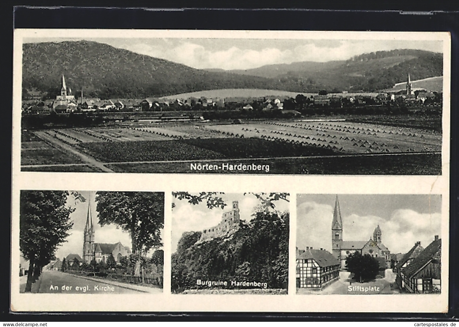 AK Nörten-Hardenberg, Stiftsplatz, Kirchenpartie, Gesamtansicht