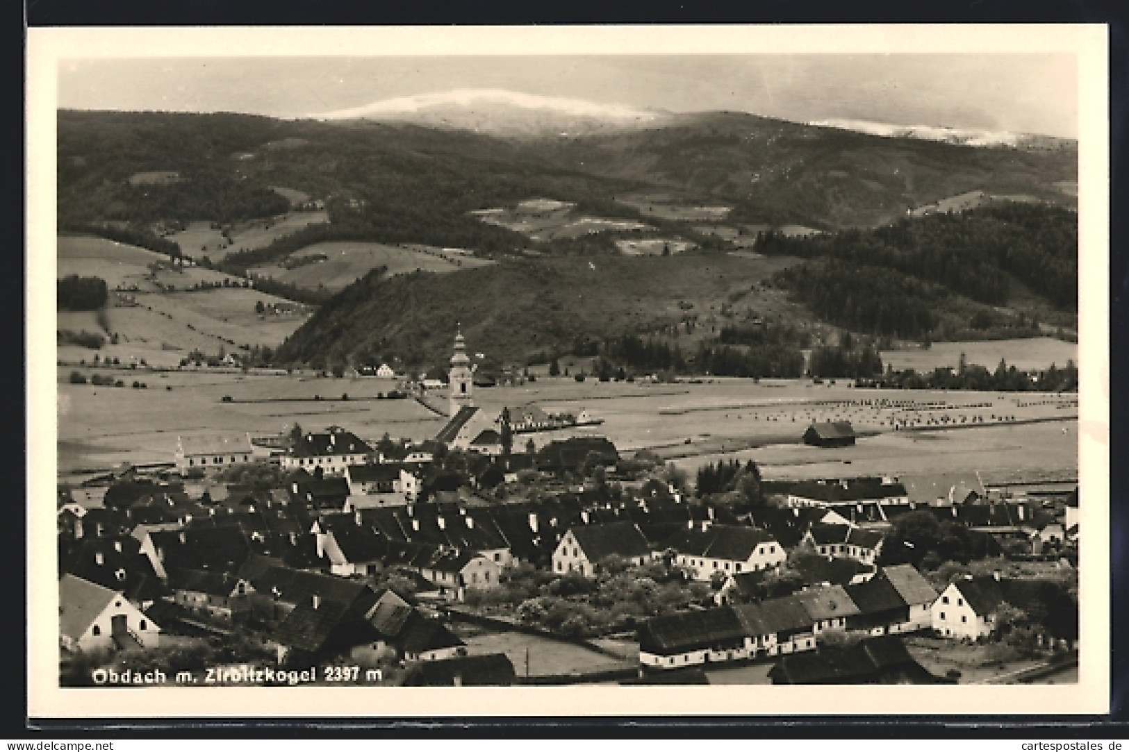 AK Obdach, Ortsansicht mit Zirbitzkogel