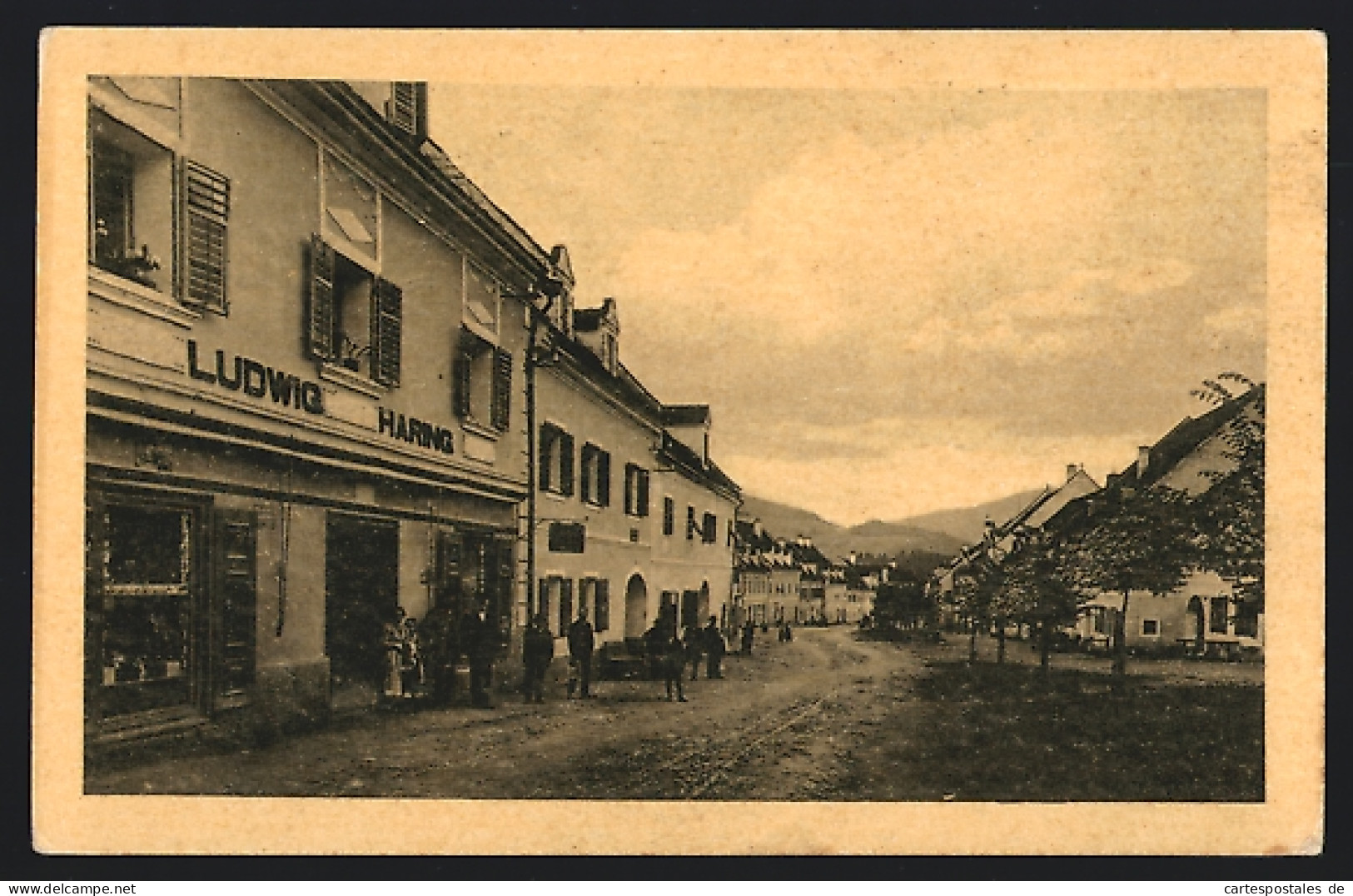 AK Obdach, Strassenpartie mit Geschäft von Ludwig Haring