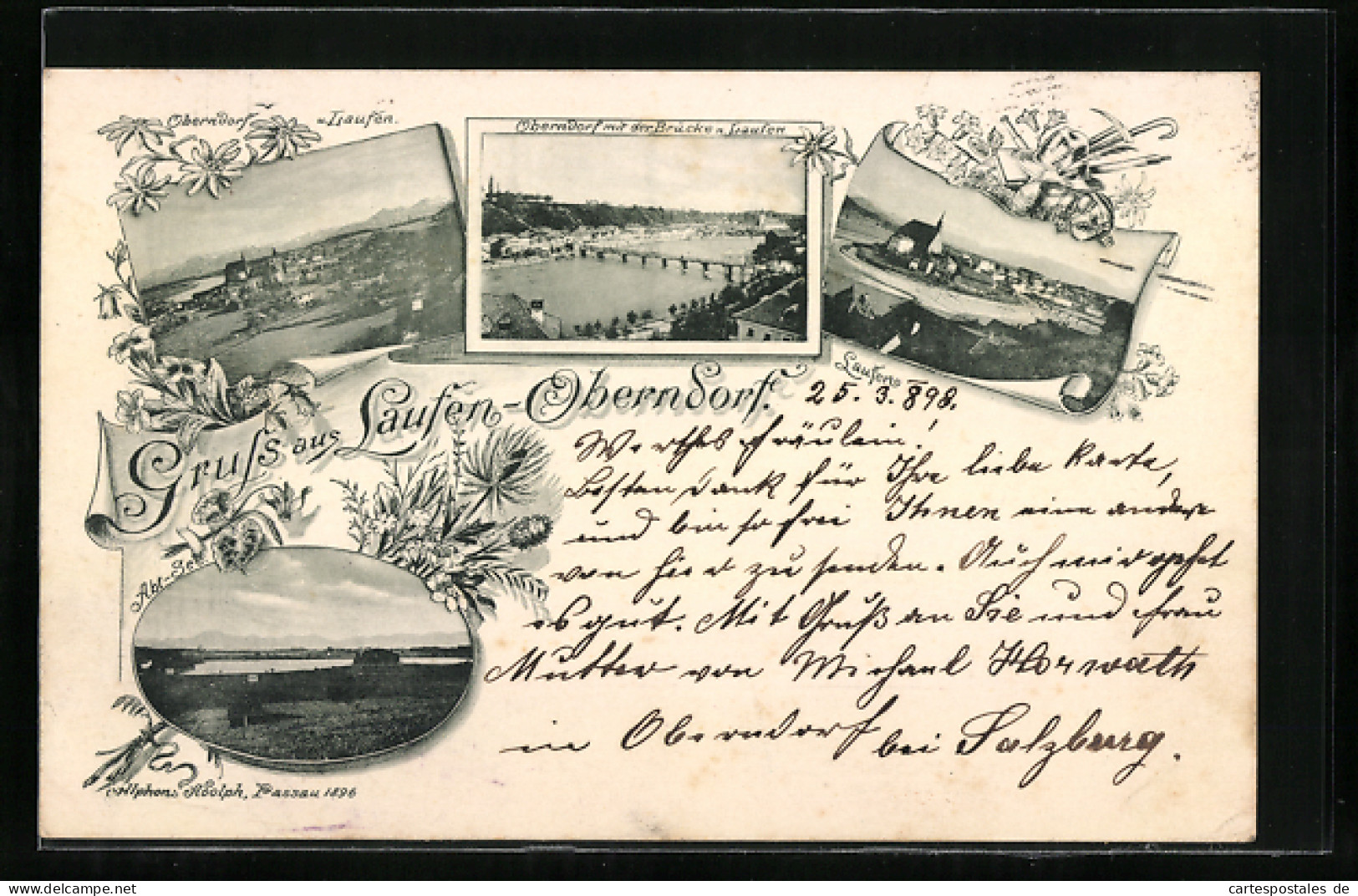 AK Oberndorf bei Salzburg, Ortsansicht mit Laufen