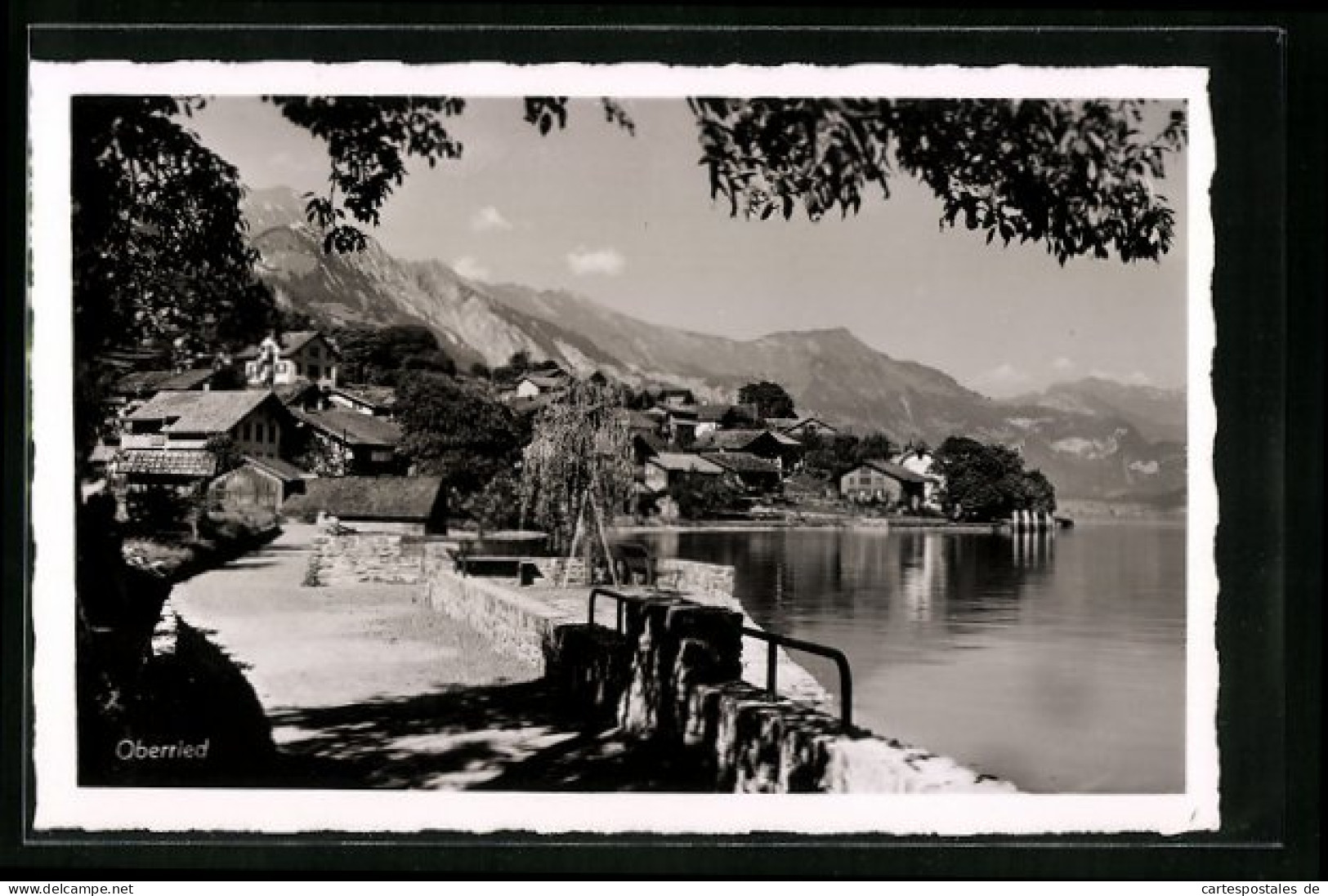 AK Oberried am Brienzersee, Uferpartie mit Bergen