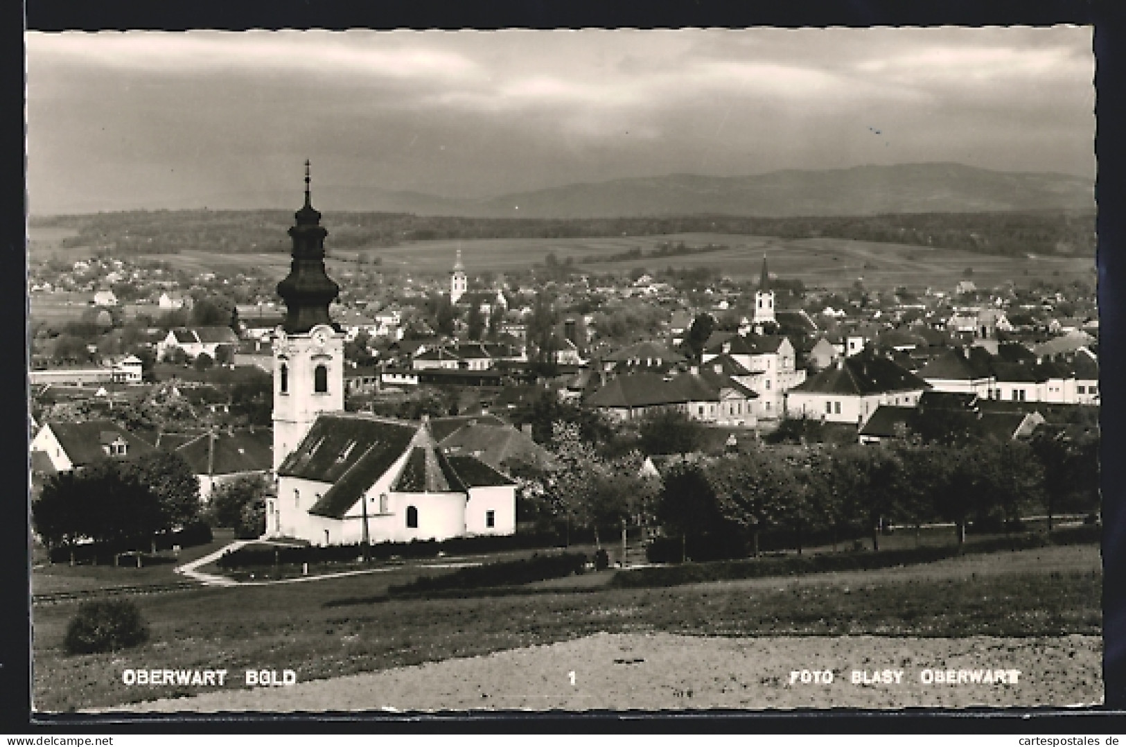 AK Oberwart, Totalansicht mit Kirche vom Berg aus