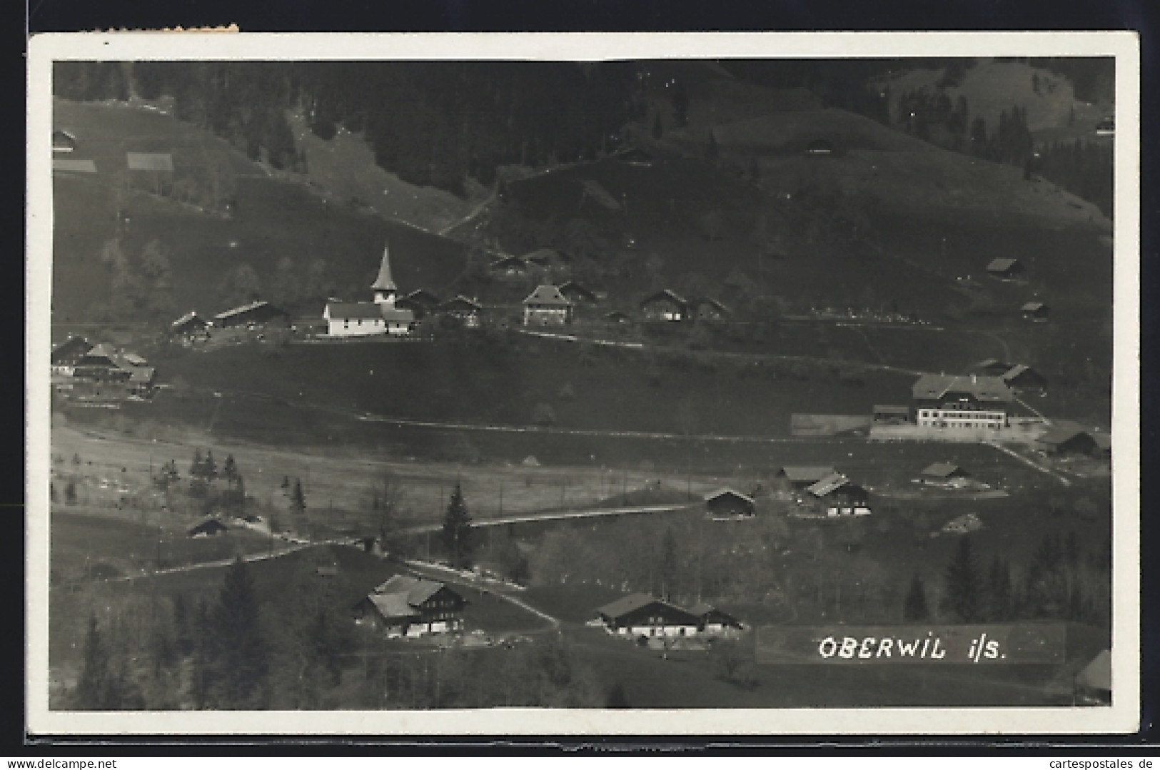 AK Oberwil im Simmental, Gesamtansicht aus der Vogelschau