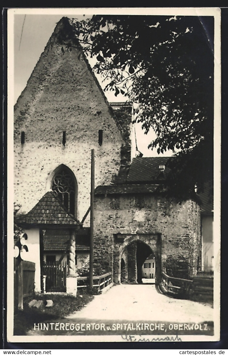 AK Oberwölz, Hintereggertor und Spitalkirche