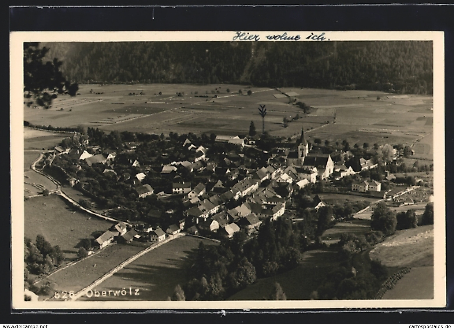 AK Oberwölz, Ortsansicht aus der Vogelschau