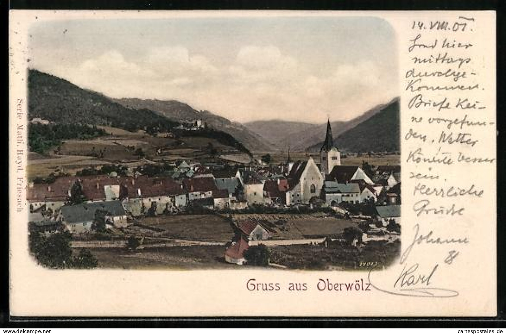 AK Oberwölz, Teilansicht mit Kirche
