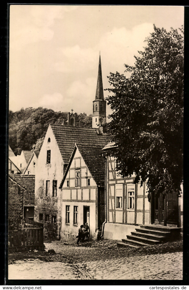 AK Oderberg /Mark, Fachwerkhäuser, Kirche