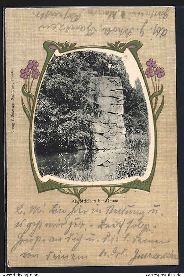 AK Oehna / Bautzen, Partie am Abgottfelsen
