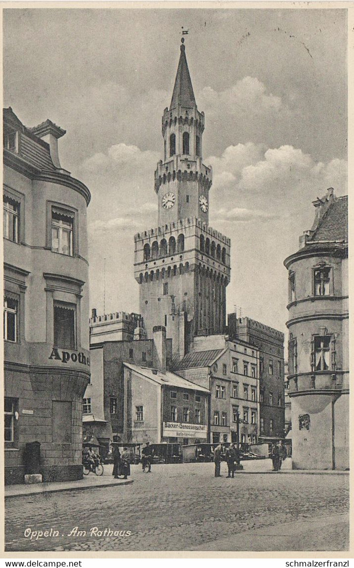AK Oppeln Opole Am Rathaus Apotheke Bäcker Genossenschaft Odervorstadt Vogtsdorf Halbendorf Sakrau Frauendorf Übersprung