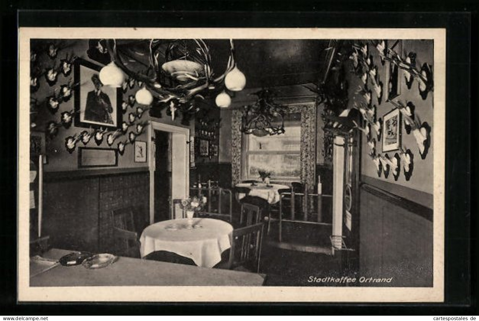 AK Ortrand, Stadtkaffee Ortrand, Innenansicht