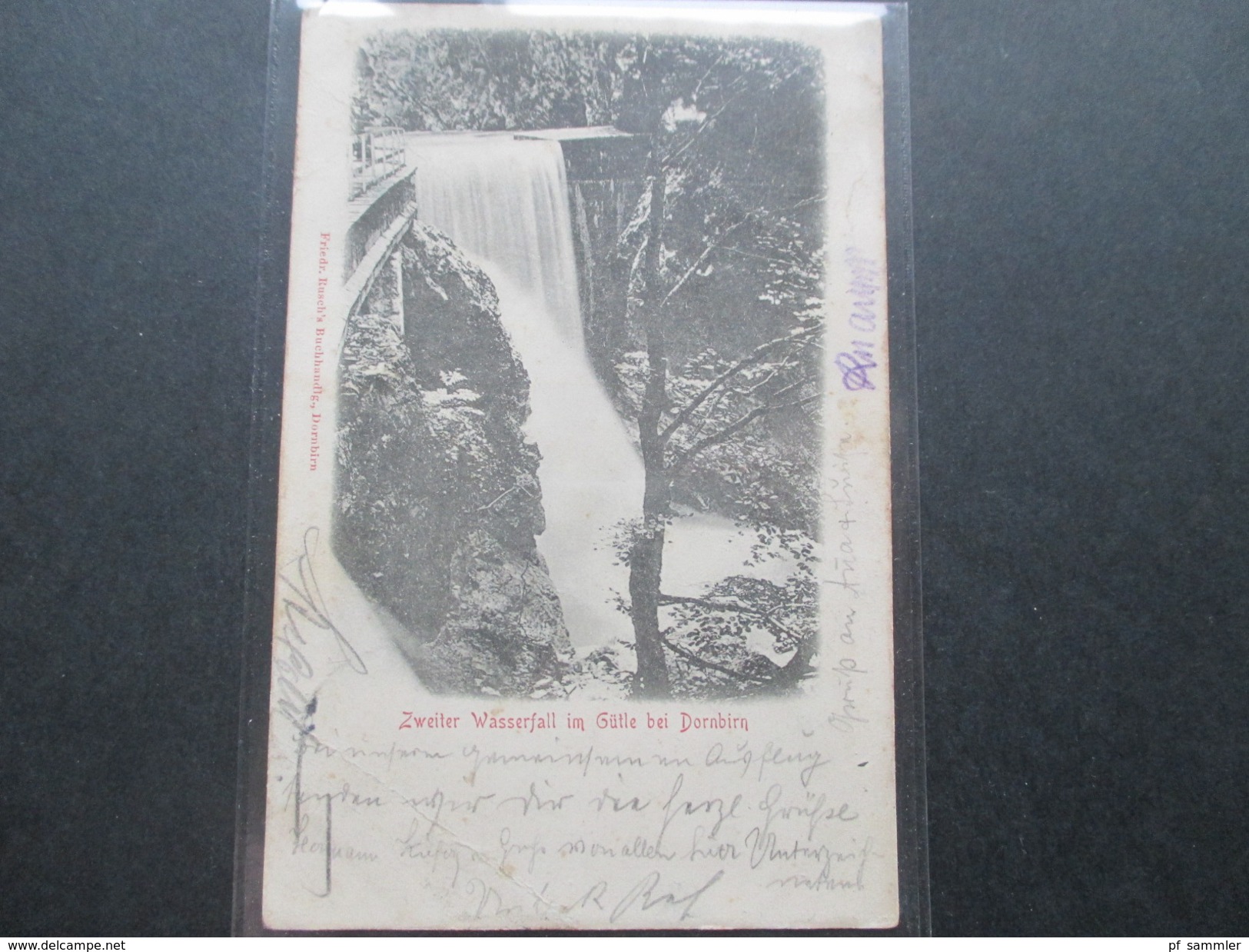 AK Österreich / DR 1902 Zweiter Wasserfall im Gütle bei Dornbirn. Friedr. Rusch's Buchhandlung Dornbirn