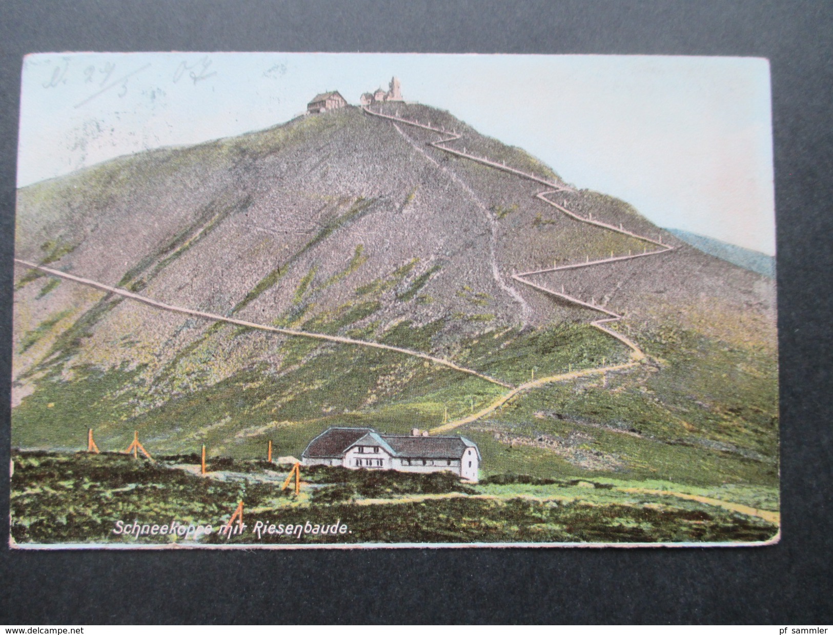 AK Österreich / Tschechien / Sudeten 1917 Schneekoppe mit Riesenbaude. Spindelmühle. Heliocolorkarte