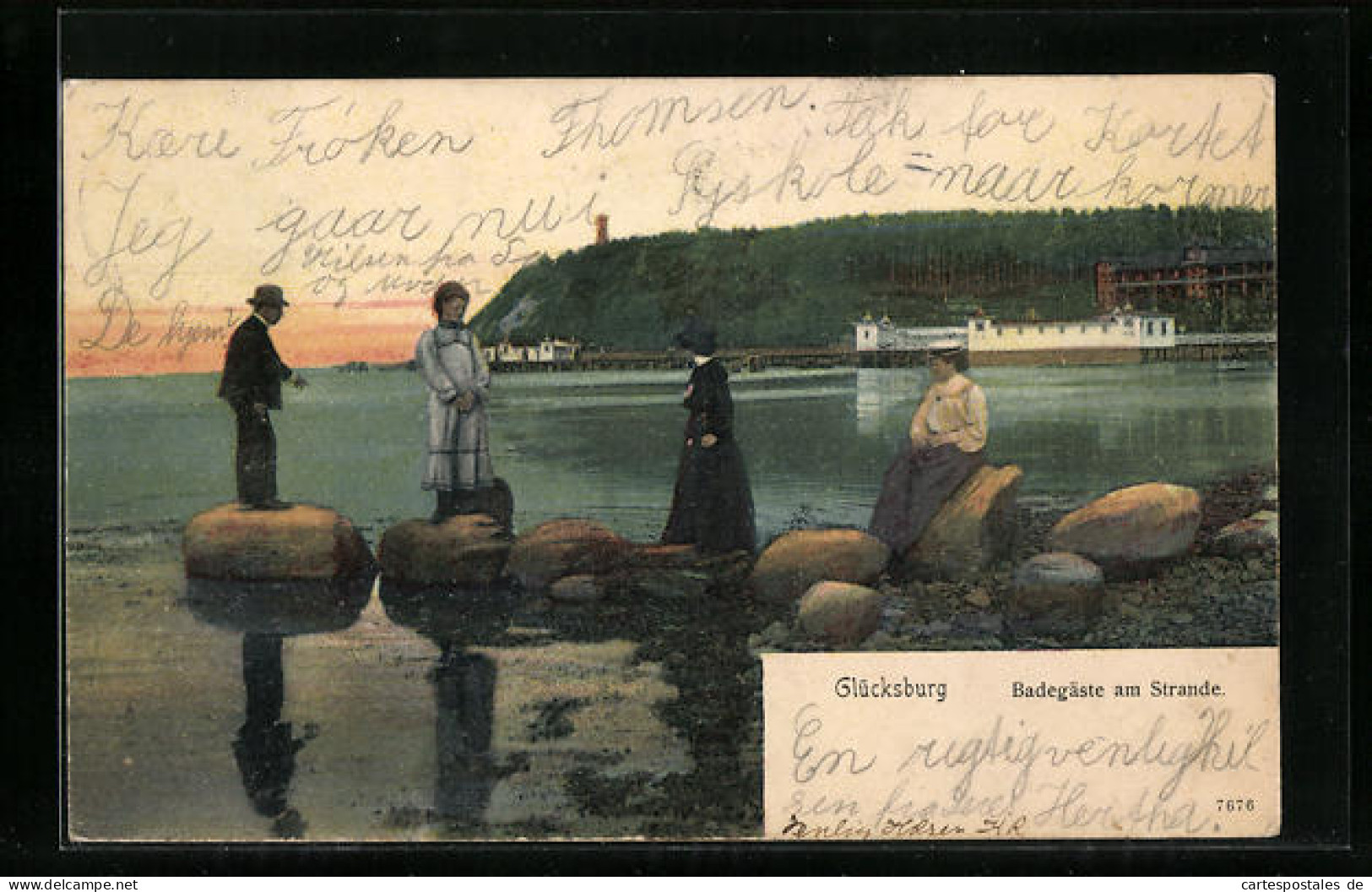 AK Ostseebad Glücksburg, Badegäste am Strande