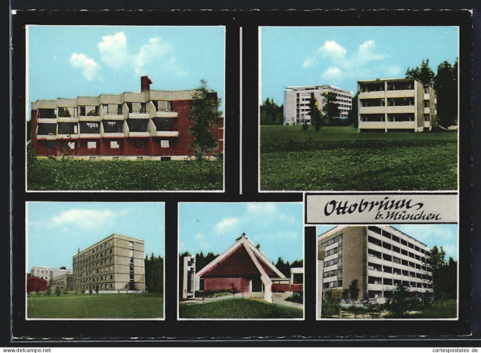 AK Ottobrunn b. München, Kirche, Wohnhaus, Ortspartie