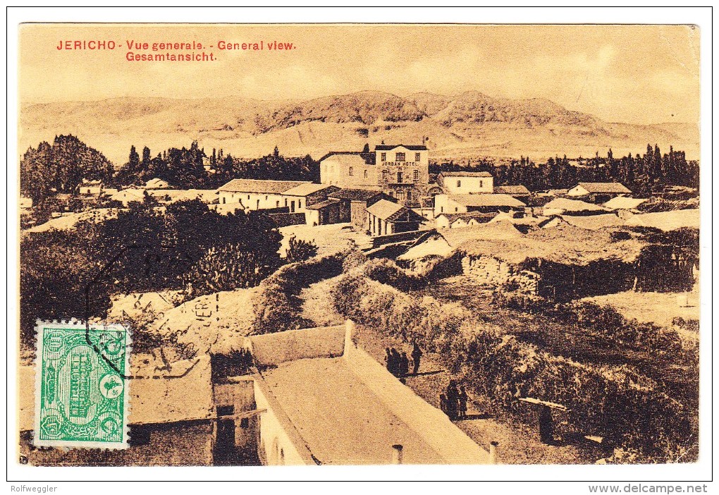 AK Palästina 1913 Jericho Gesamtansicht 10p. Türkische Marke Stempel Jerusalem 3 gesendet nach Paris