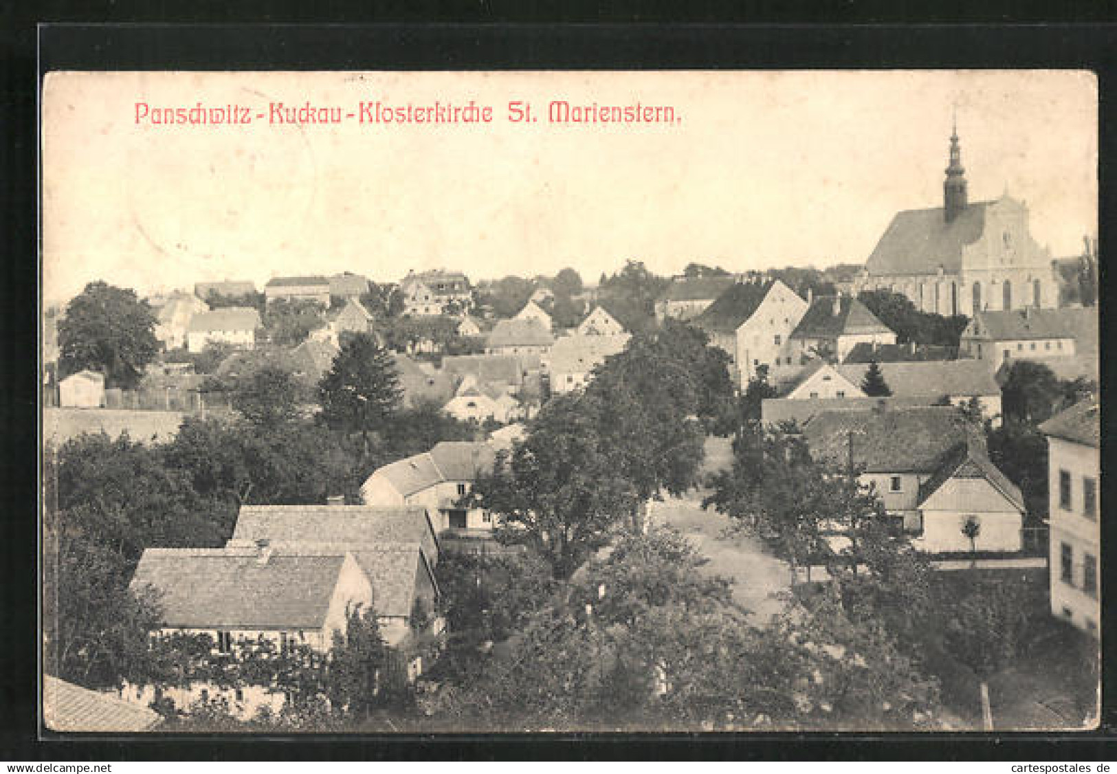 AK Panschwitz-Kuckau, Ortsansicht mit Klosterkirche St. Marienstern