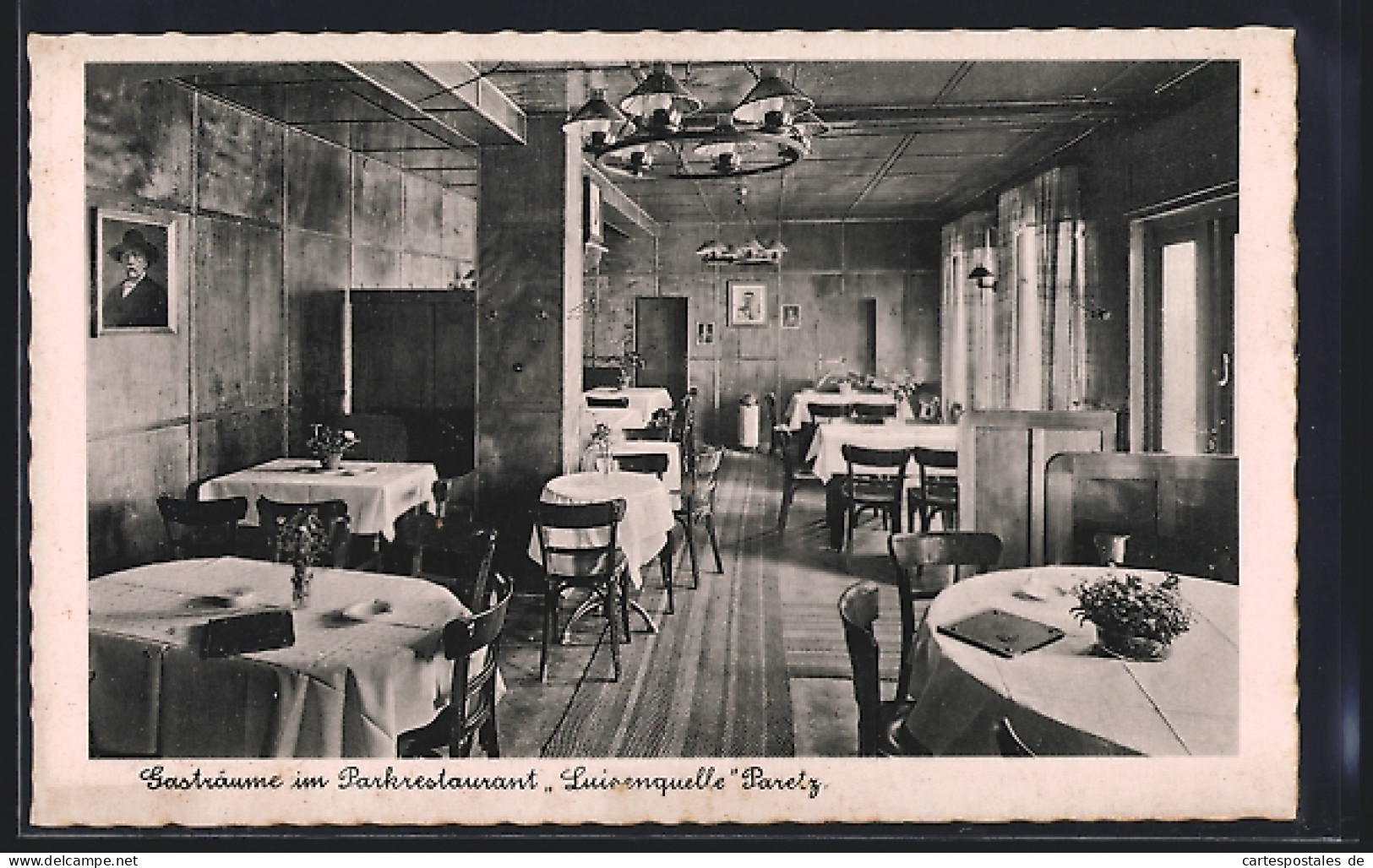 AK Paretz b. Ketzin, Innenansicht der Gasträume im Parkrestaurant Luisenquelle