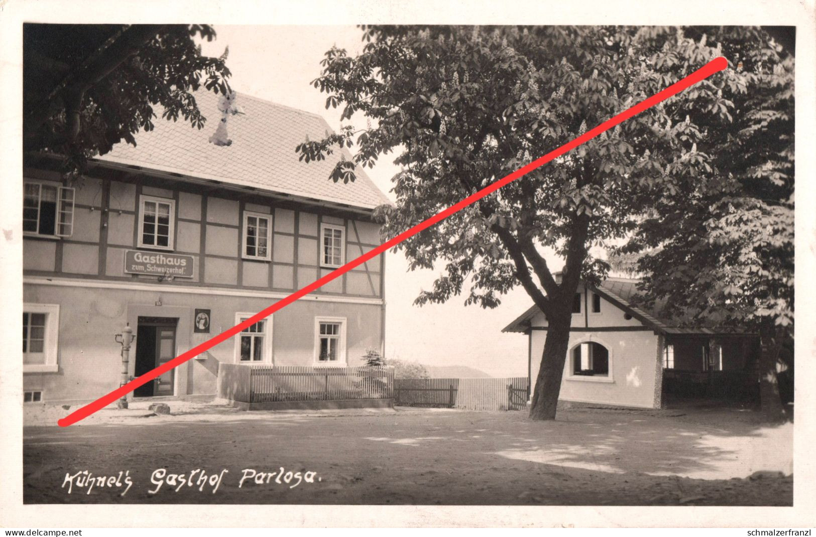 AK Parlosa Brlozec Gasthof Kühnel Dobern Dobrna Güntersdorf Huntirov Ebersdorf Markersdorf Bensen Benesov Tetschen Decin