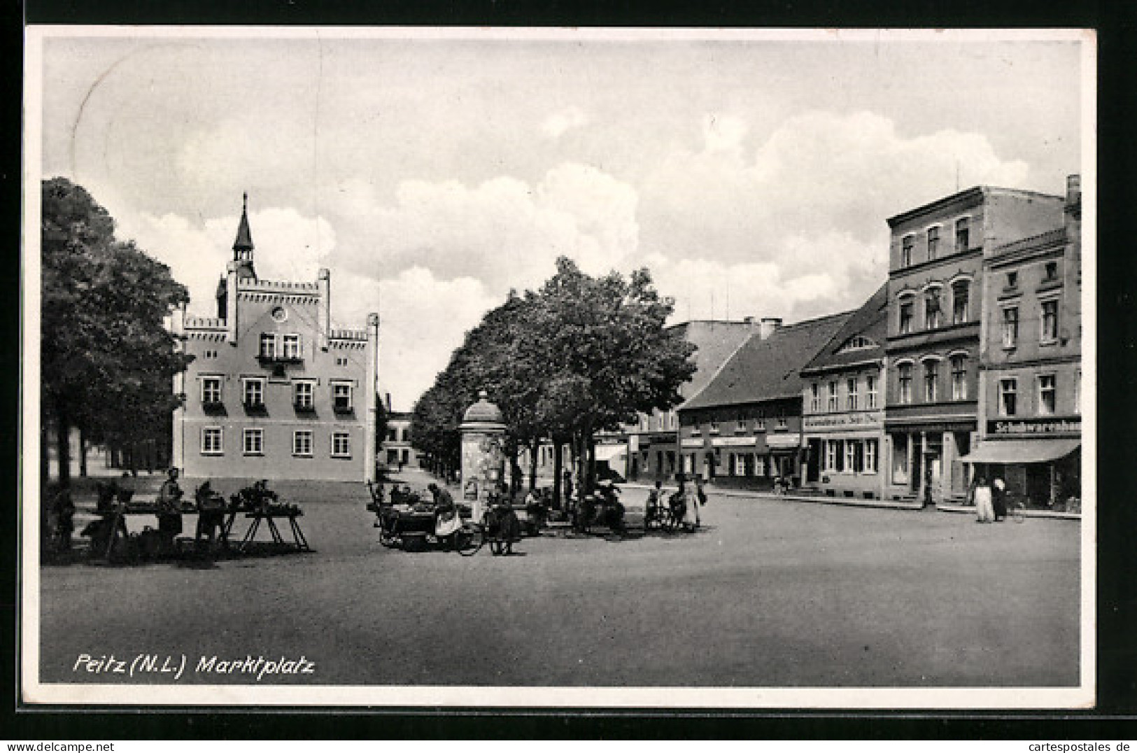 AK Peitz /N. L., Blick auf den Marktplatz