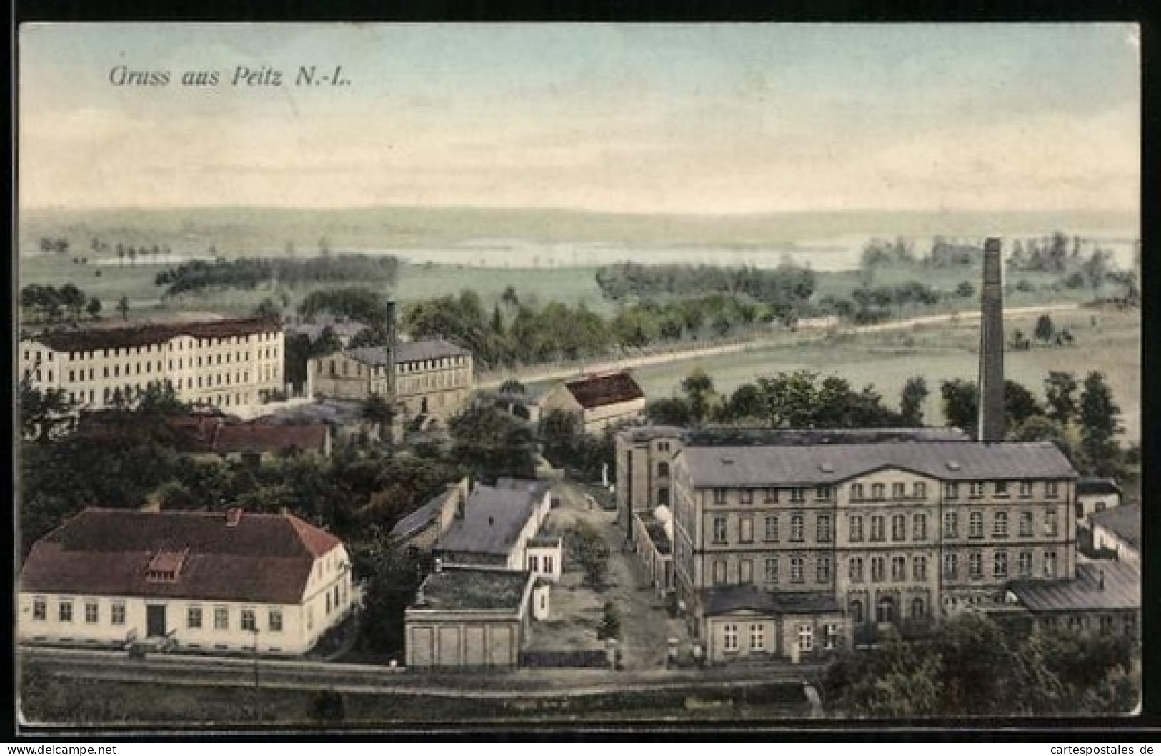AK Peitz /N.-L., Teilansicht mit Fabrik