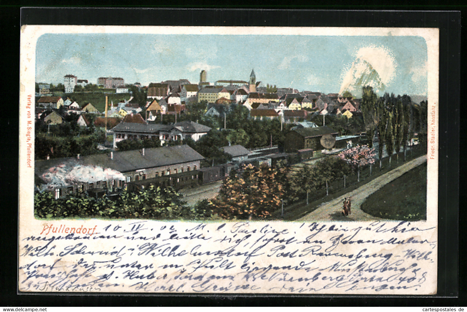 AK Pfullendorf, Teilansicht mit Bahnhof