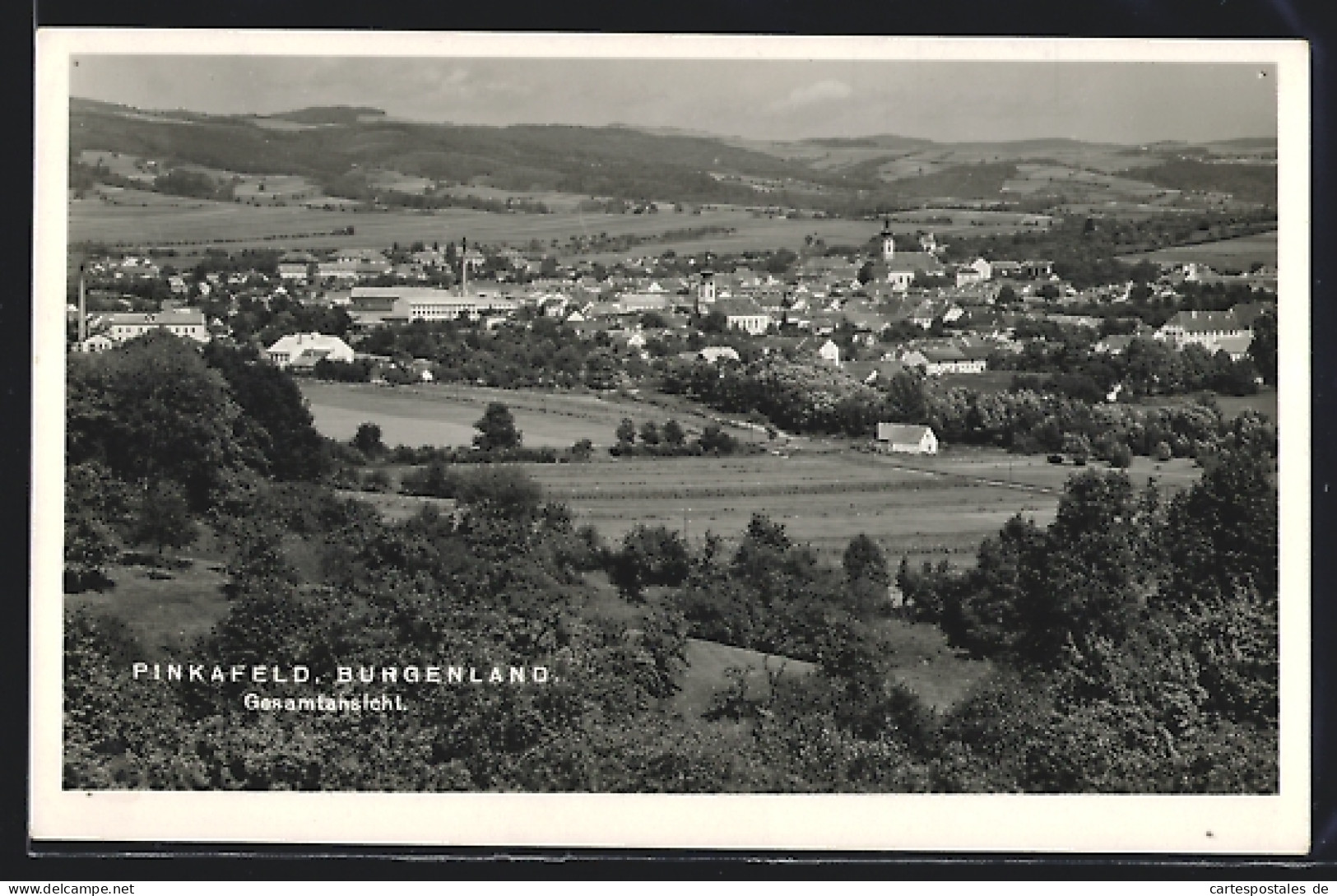 AK Pinkafeld, Blick von oben auf den Ort