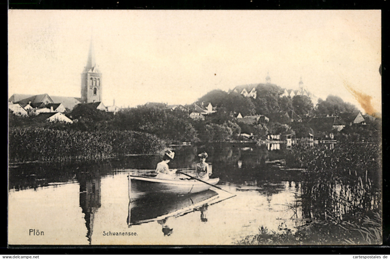 AK Plön, Schwanensee mit Plöner Schloss