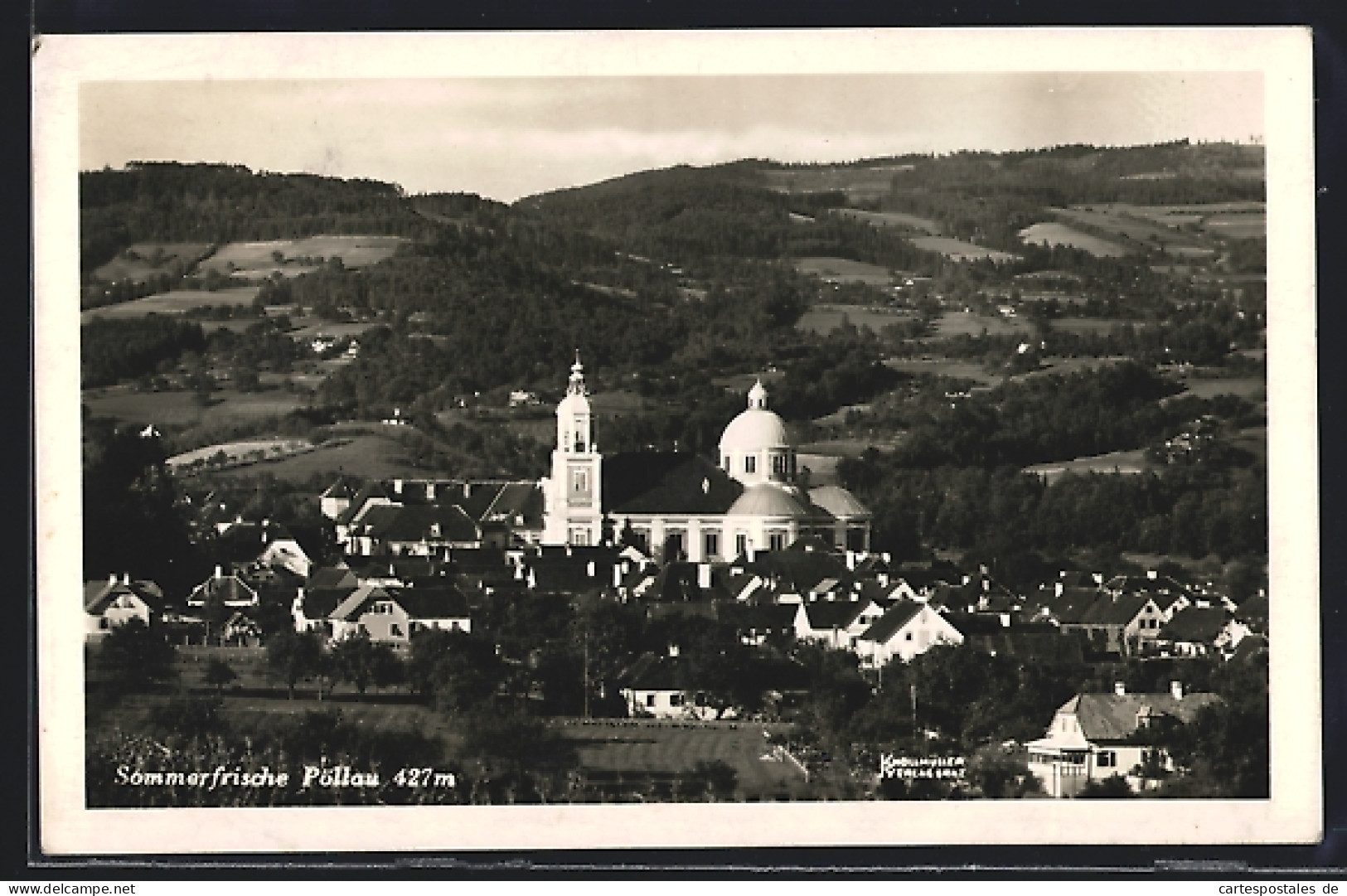 AK Pöllau, Gesamtansicht aus der Vogelschau