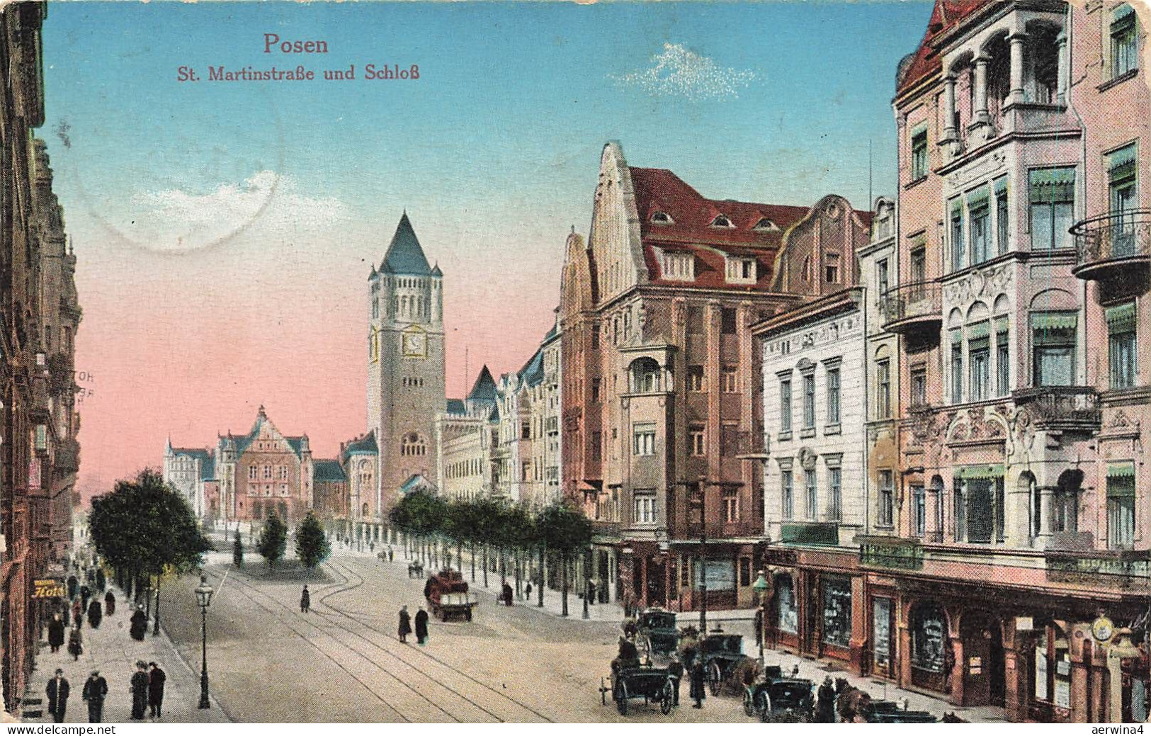 AK Posen St. Martinstraße Schloss Posen 1915 gelaufen Feldpostkarte